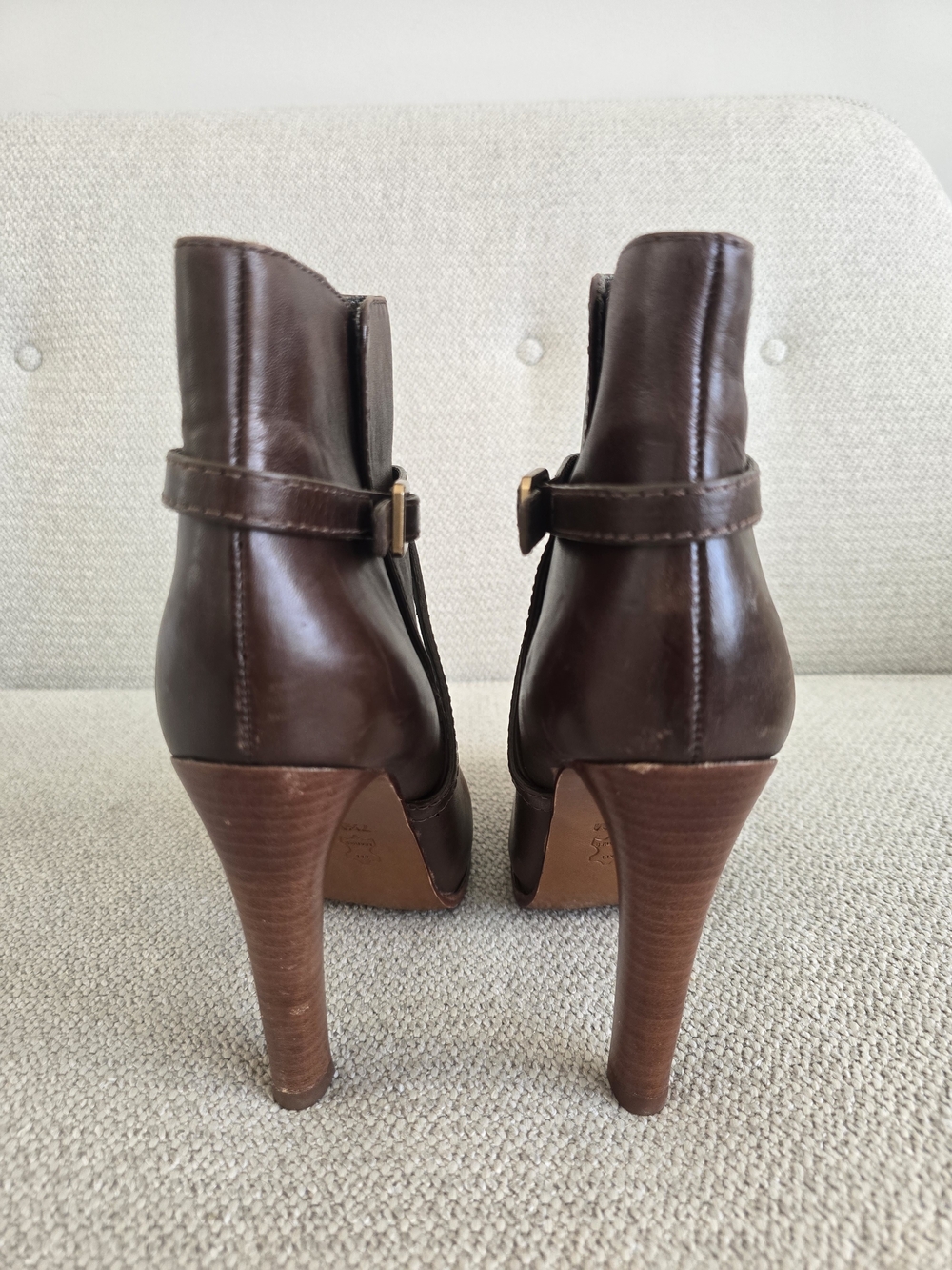 Tory Burch Dorese Brown Leather Platform Stiletto Ankle Booties, Size 7.5 - Picture 5 of 8